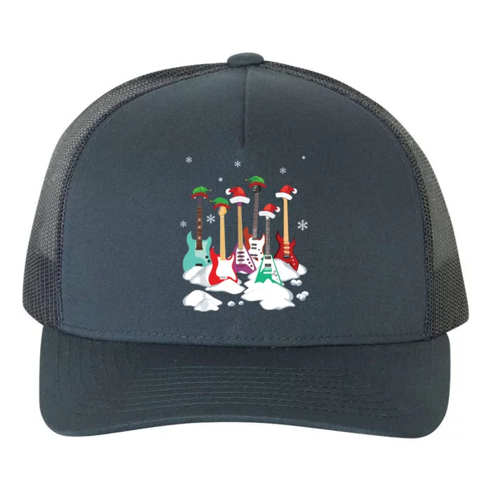 Guitar Santa Hat Christmas Tree Funny Music Loves Xmas Yupoong Adult 5-Panel Trucker Hat