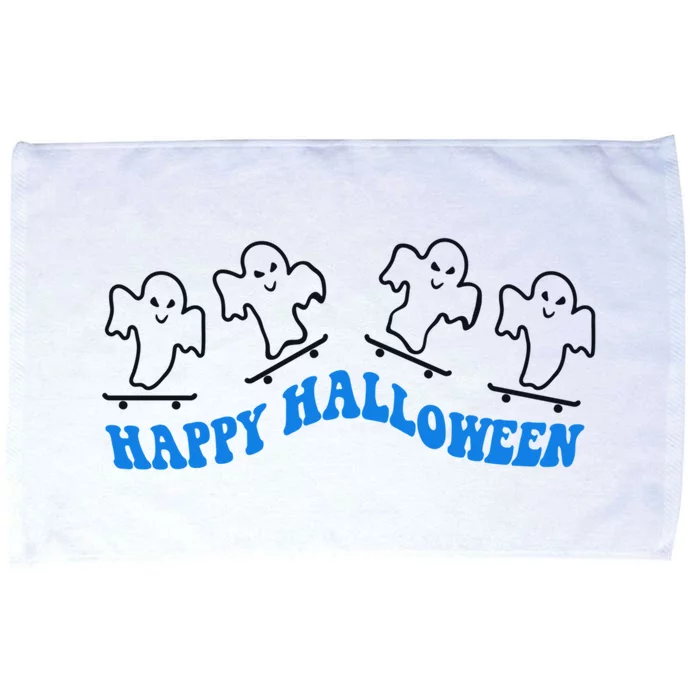 Ghost Skateboard Happy Halloween Lazy Costume Skateboarding Gift Microfiber Hand Towel