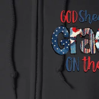 God Shed His Grace On Thee 4th Of July Groovy Patriotic Full Zip Hoodie