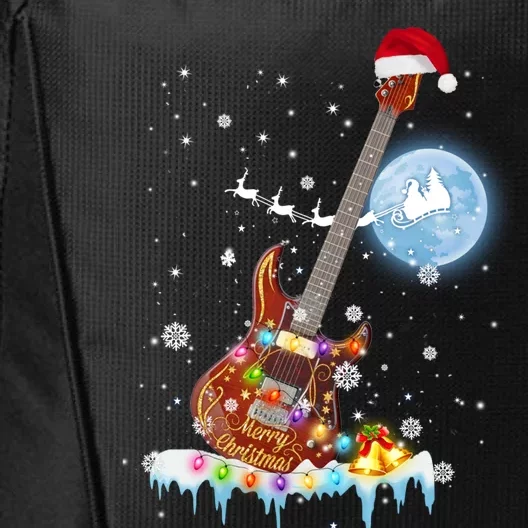 Guitar Santa Hat Christmas Tree Funny Music Loves Xmas Gift City Backpack