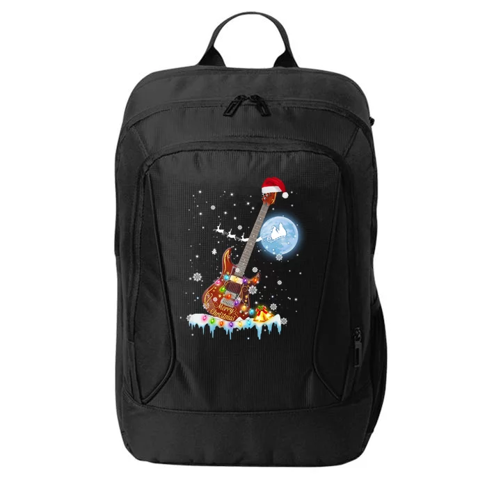 Guitar Santa Hat Christmas Tree Funny Music Loves Xmas Gift City Backpack