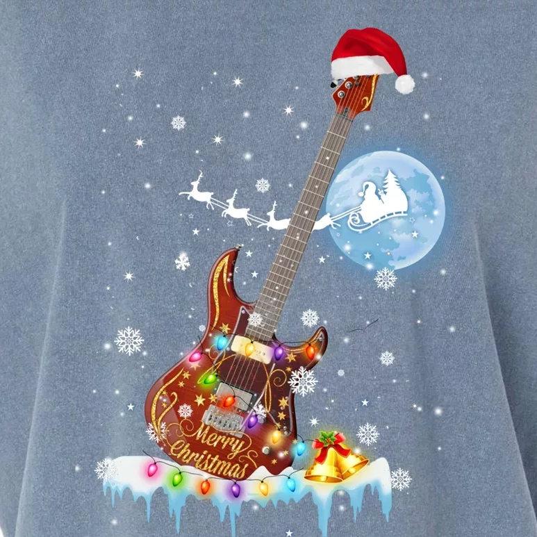 Guitar Santa Hat Christmas Tree Funny Music Loves Xmas Gift Garment-Dyed Women's Muscle Tee