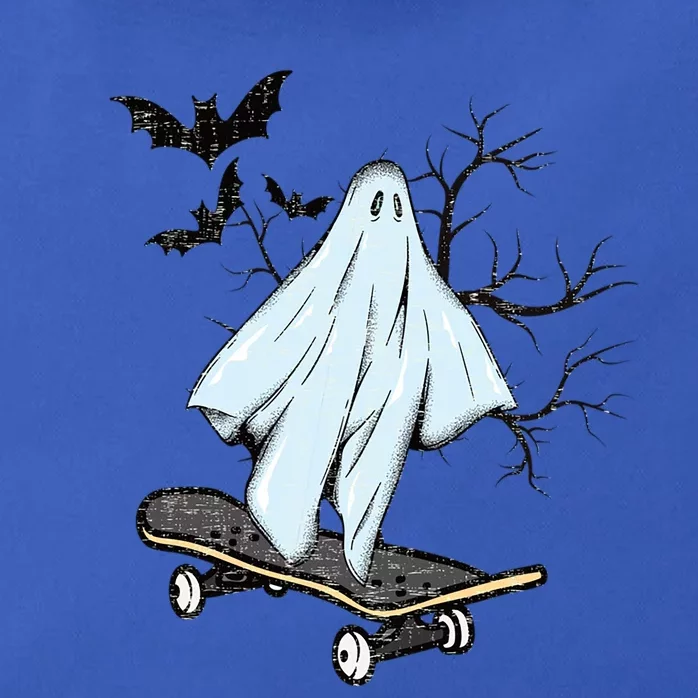 Ghost Skateboard Halloween Costume Adult And Art Skater Gift Zip Tote Bag