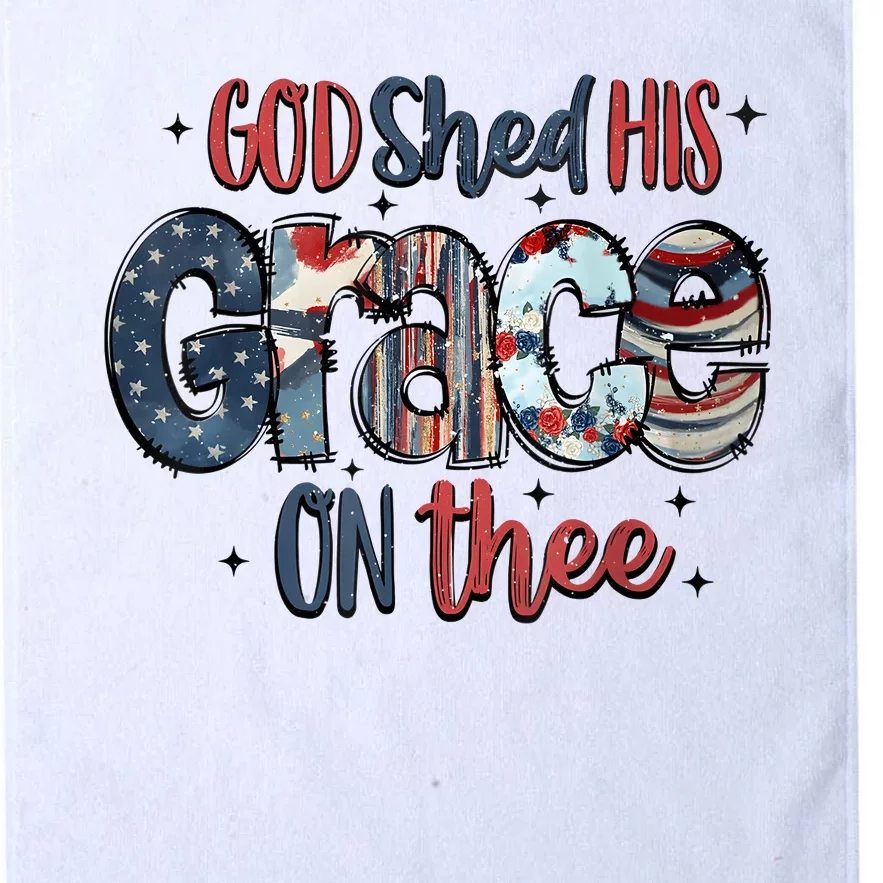 God Shed His Grace On Thee 4th Of July Groovy Patriotic Platinum Collection Golf Towel