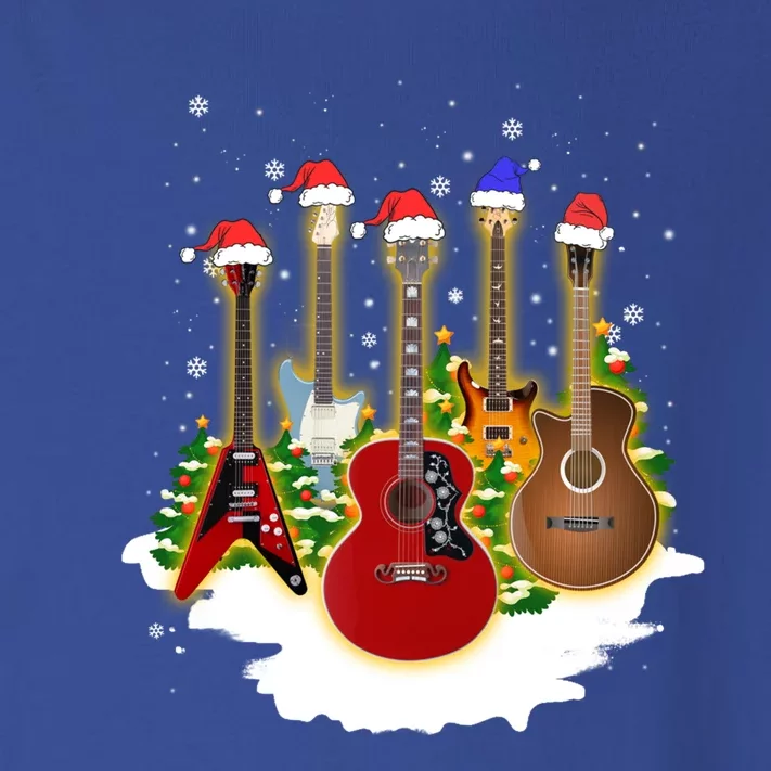 Guitar Santa Hat Christmas Tree Guitar Lovers Xmas Funny Gift Toddler Long Sleeve Shirt