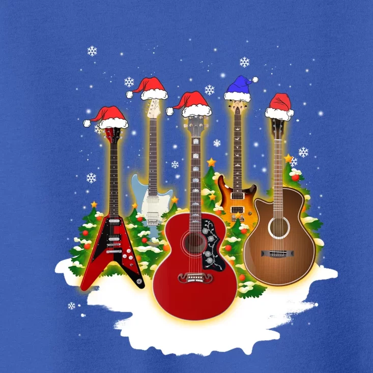 Guitar Santa Hat Christmas Tree Guitar Lovers Xmas Funny Gift Toddler T-Shirt