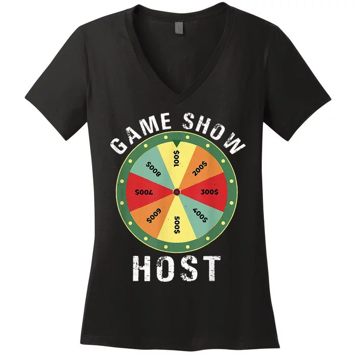 Game Show Host Trivia Board Game Night Questions Vintage Women's V-Neck T-Shirt