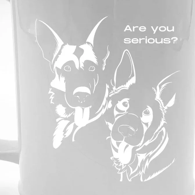 German Shepherd Head Tilt Dog Dad Dog Mom Front & Back Beer Stein