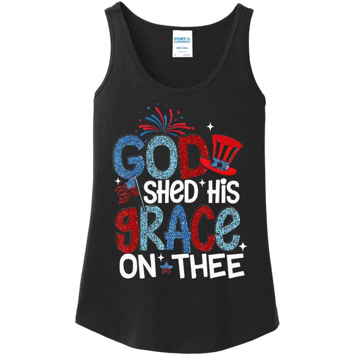 God Shed His Grace On Thee 4th Of July American Patriotic Ladies Essential Tank