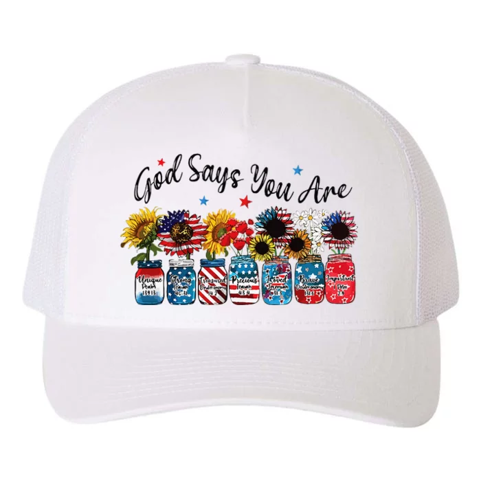 God Shed His Grace On Thee 4th Of July Sunflowers Patriotic Yupoong Adult 5-Panel Trucker Hat