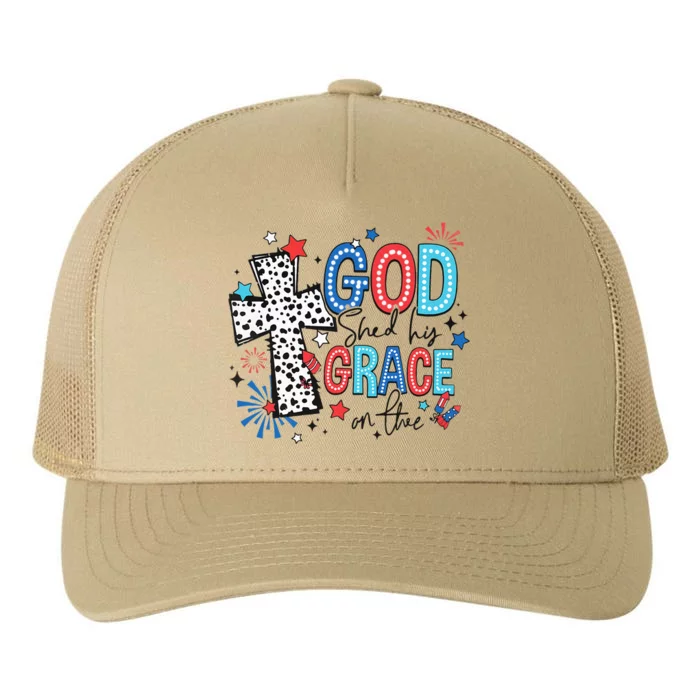 God Shed His Grace On Thee Ameria 1776 Patriotic 4th Of July Yupoong Adult 5-Panel Trucker Hat