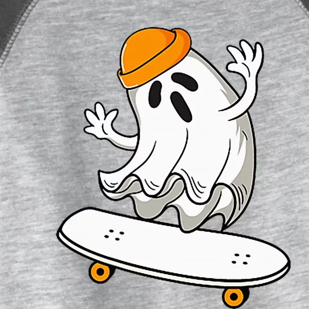 Ghost Skateboarding Halloween Skateboard Toddler Fine Jersey T-Shirt