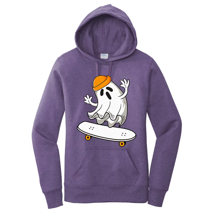 Ghost Skateboarding Halloween Skateboard Women's Pullover Hoodie