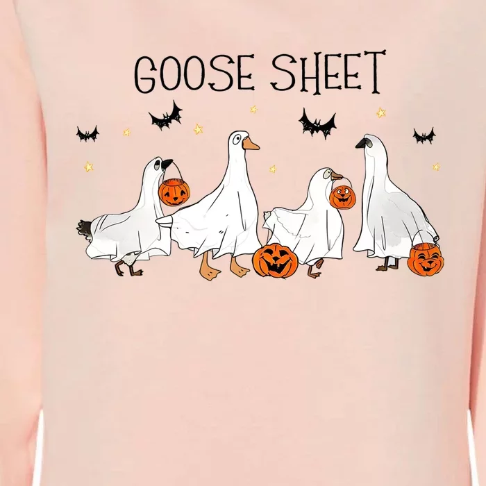 Goose Sheet Halloween Funny Ghoul Ghost Cute Pumpkin Womens California Wash Sweatshirt