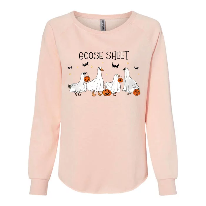 Goose Sheet Halloween Funny Ghoul Ghost Cute Pumpkin Womens California Wash Sweatshirt