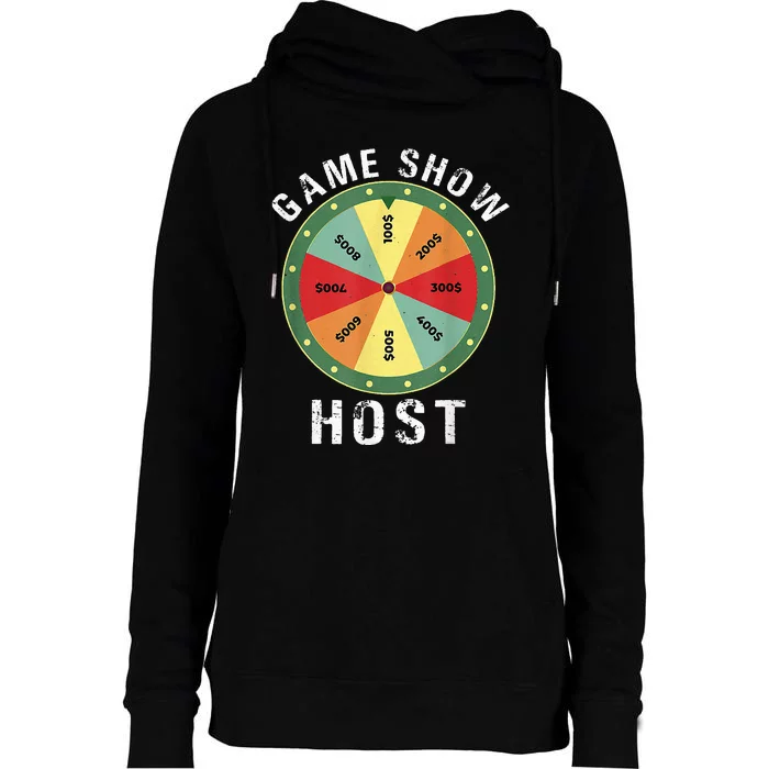 Game Show Host Trivia Board Game Night Questions Vintage Womens Funnel Neck Pullover Hood