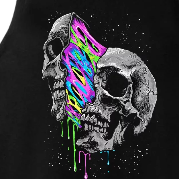 Galaxy Skull Halloween Ladies Tri-Blend Wicking Tank