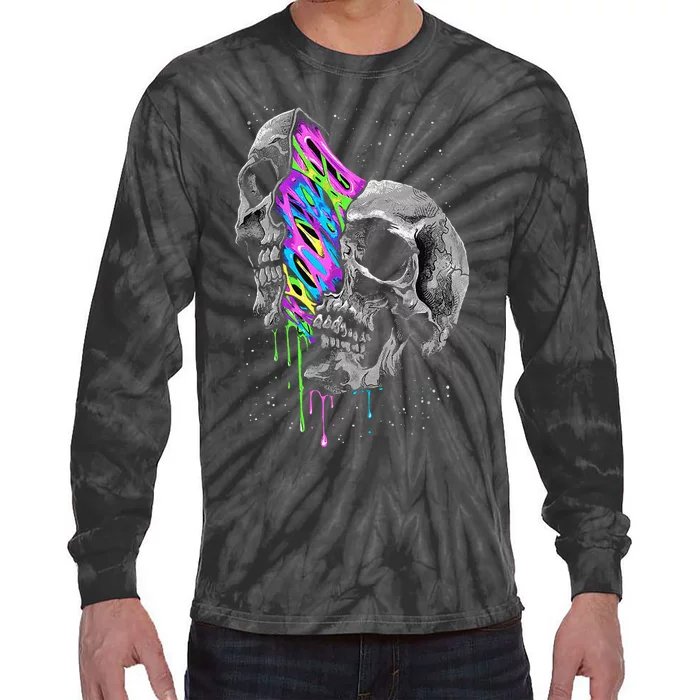 Galaxy Skull Halloween Tie-Dye Long Sleeve Shirt