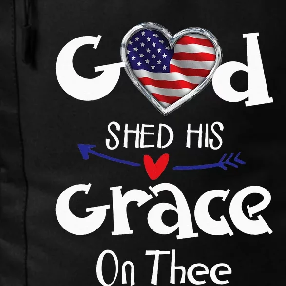 God Shed His Grace On Thee USA Flag Heart Faith Quote Daily Commute Backpack