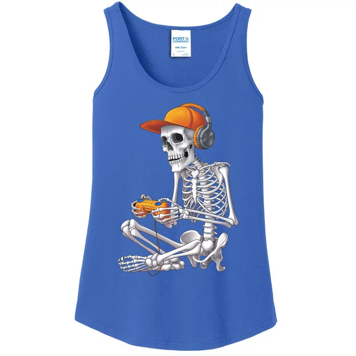 Gamer Skeleton Halloween Video Games Gaming Halloween Cool Gift Ladies Essential Tank