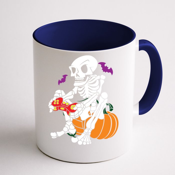 Gamer Skeleton Halloween Gaming Great Gift Front & Back Coffee Mug