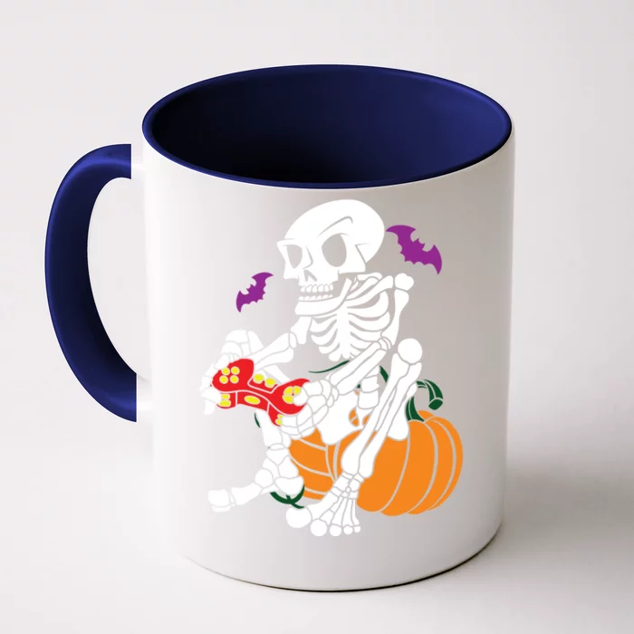 Gamer Skeleton Halloween Gaming Great Gift Front & Back Coffee Mug