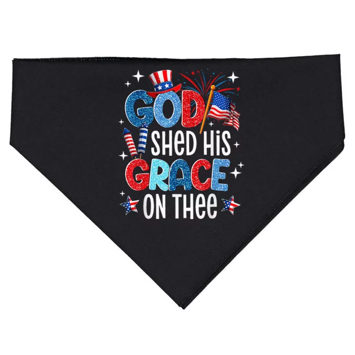 God Shed His Grace On Thee 4 Of July Independence USA-Made Doggie Bandana