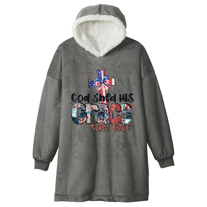 God Shed His Grace On Thee 4th Of July Bible Verse Hooded Wearable Blanket