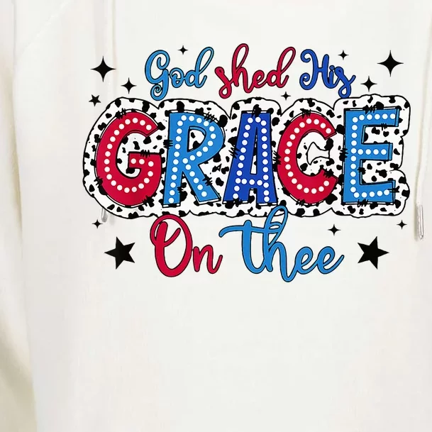 God Shed His Grace On Thee Dalmatian 4th Of July Freedom Womens Funnel Neck Pullover Hood