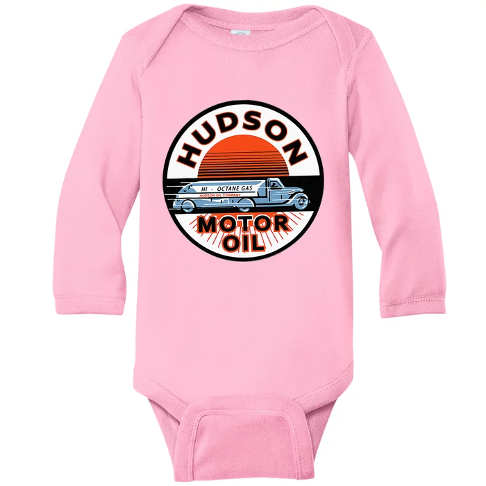 Gas Station Hudson Motor Oil Car Bikes Garage Baby Long Sleeve Bodysuit