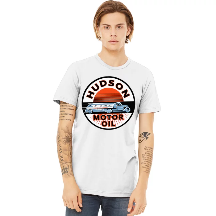 Gas Station Hudson Motor Oil Car Bikes Garage Premium T-Shirt