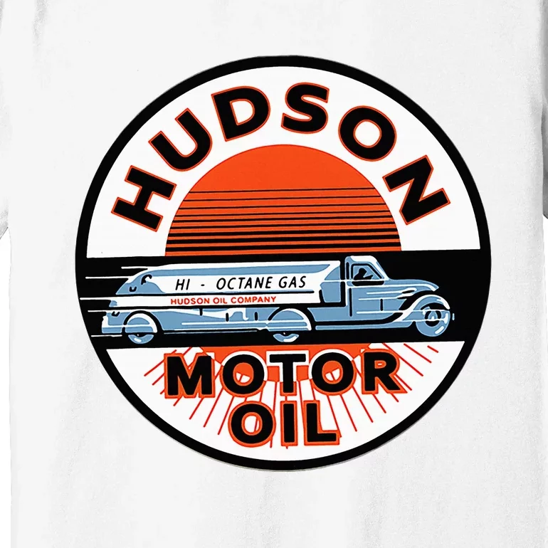 Gas Station Hudson Motor Oil Car Bikes Garage Premium T-Shirt