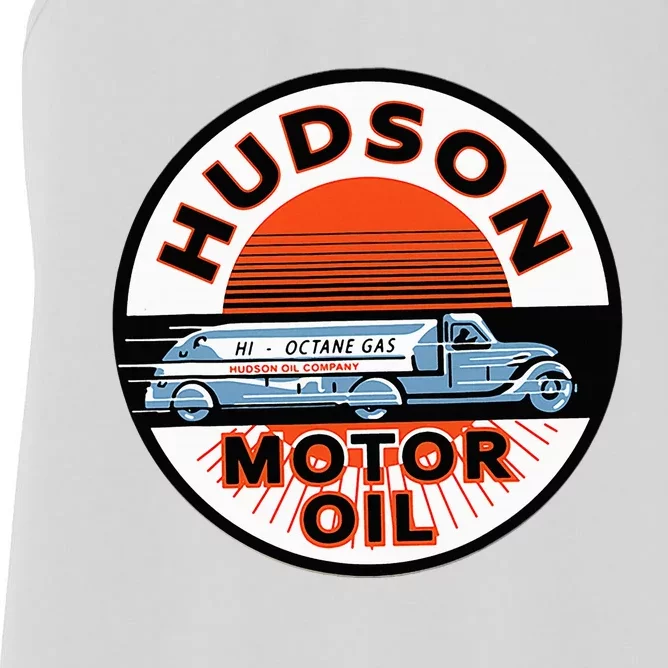 Gas Station Hudson Motor Oil Car Bikes Garage Women's Racerback Tank