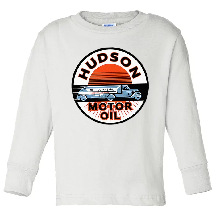 Gas Station Hudson Motor Oil Car Bikes Garage Toddler Long Sleeve Shirt