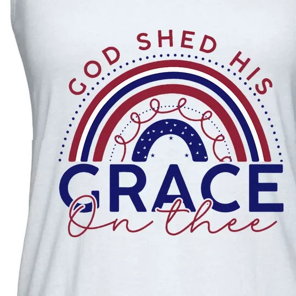 God Shed His Grace On Thee 4th Of July Patriotic American Ladies Essential Flowy Tank