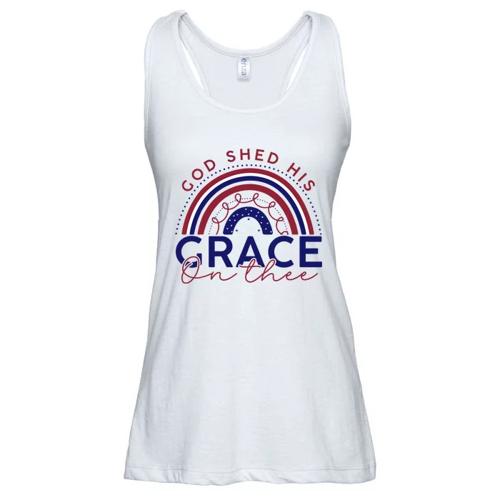 God Shed His Grace On Thee 4th Of July Patriotic American Ladies Essential Flowy Tank