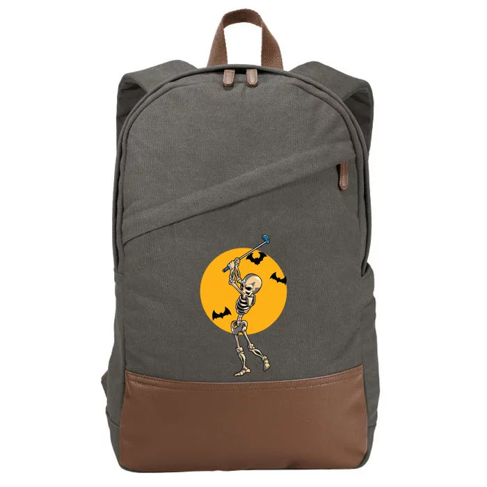 Golfing Skeleton Halloween Golf Halloween Golfer Cotton Canvas Backpack