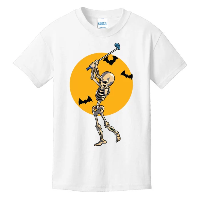 Golfing Skeleton Halloween Golf Halloween Golfer Kids T-Shirt