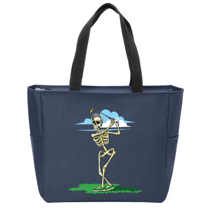 Golfing Skeleton Halloween Golf Halloween Golfer Zip Tote Bag