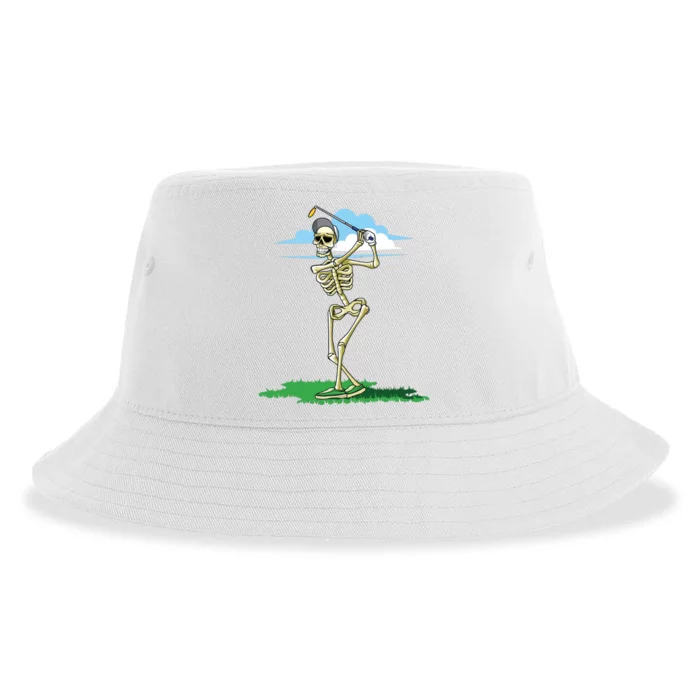 Golfing Skeleton Halloween Golf Halloween Golfer Sustainable Bucket Hat