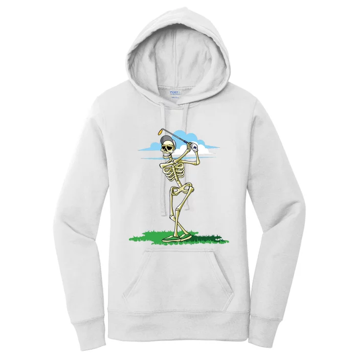 Golfing Skeleton Halloween Golf Halloween Golfer Women's Pullover Hoodie