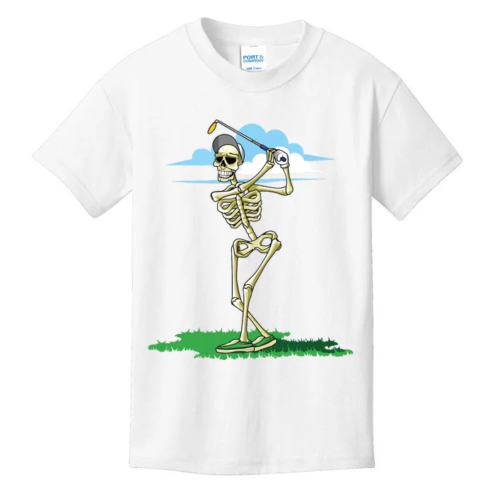 Golfing Skeleton Halloween Golf Halloween Golfer Kids T-Shirt