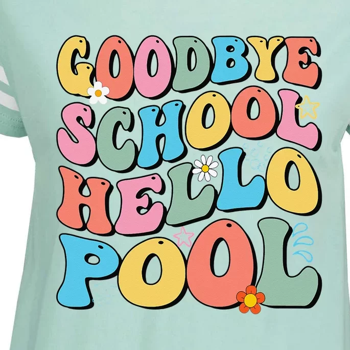 Goodbye School Hello Pool Summer Groovy Last Day Of School Enza Ladies Jersey Football T-Shirt