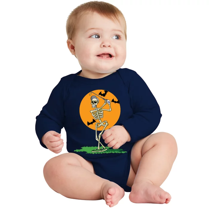 Golfing Skeleton Halloween Golf Halloween Golfer Baby Long Sleeve Bodysuit