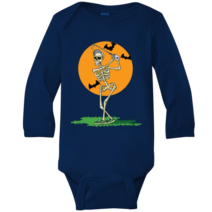 Golfing Skeleton Halloween Golf Halloween Golfer Baby Long Sleeve Bodysuit