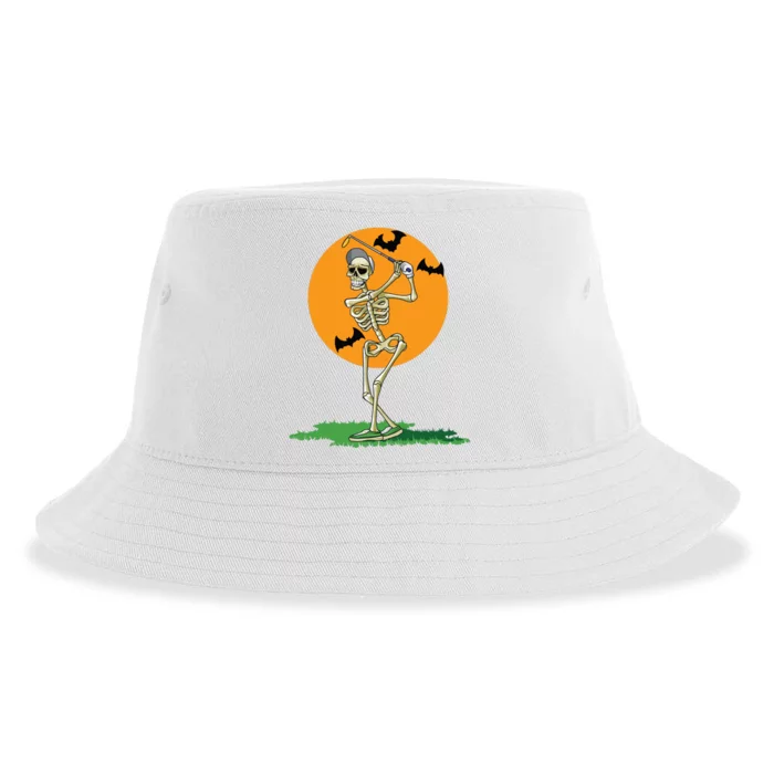 Golfing Skeleton Halloween Golf Halloween Golfer Sustainable Bucket Hat