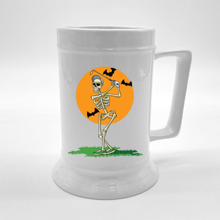 Golfing Skeleton Halloween Golf Halloween Golfer Front & Back Beer Stein