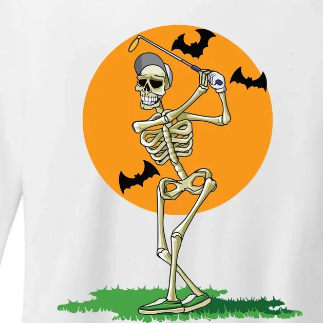 Golfing Skeleton Halloween Golf Halloween Golfer Womens CVC Long Sleeve Shirt