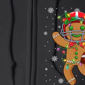 Gingerbread Santa Hat Playing Football Christmas Tree Lights Full Zip Hoodie