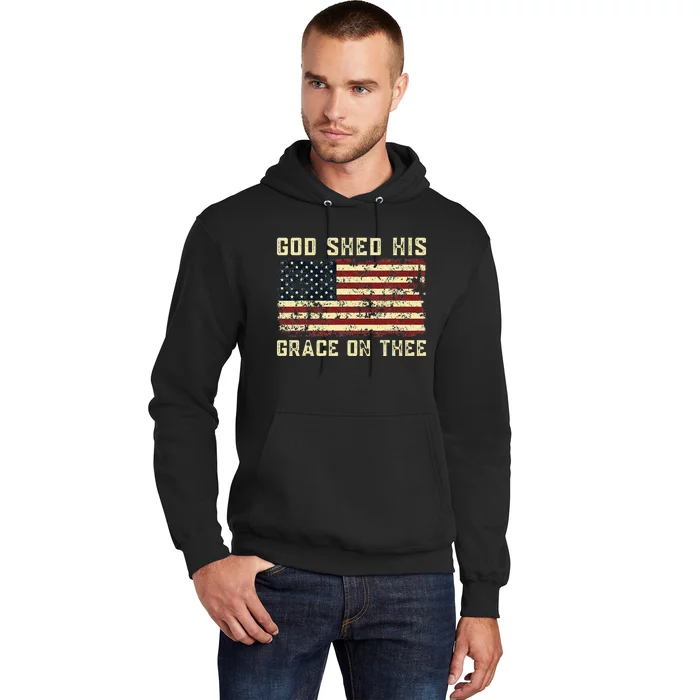 God Shed His Grace On Thee Patriotic American Flag Hoodie